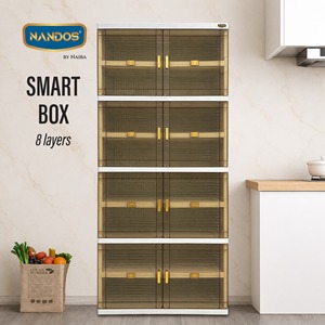 Smartbox 8-Layer Standing <b>Storage</b> Cabinet with Acrylic Door and Chrome Gold Handle for <b>Kitchen</b> Organization - Product Image 2
