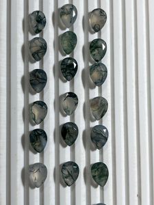 Gema de Ágata Musgosa Natural Facetada en Forma de Pera, Tamaño Calibrado 10x14 MM - Product Image 2