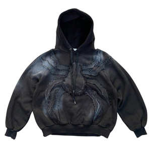 Sweat à capuche d'hiver pour homme 100 % coton, impression numérique personnalisée, strass brodés pour un style streetwear tendance et une touche vintage - Product Image 1