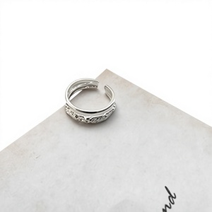 Anillo de Plata de Ley S925, Estilo Coreano, Diseño Exclusivo, Texturizado, Doble Capa, Estilo Coreano, Simple, con Personalidad, Venta al por Mayor - Product Image 1