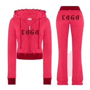 Women Gray Hooded <b>Tracksuit</b> Full Sleeve Zipper Front Logo Print Casual Autumn Wear Regular Fit 100% Cotton Joggers Set - Product Image 4