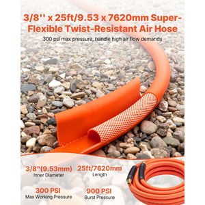 Tubo Flessibile Ibrido Leggero Anti-Piega da 3/8FT X 25ft con Raccordo Maschio in Ottone Massiccio da 1/4 di Pollice, Superficie Liscia - Product Image 1