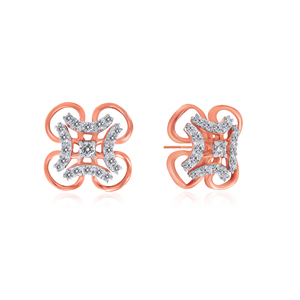 Boucles d'oreilles clous en or rose 14 carats avec diamants blancs de laboratoire taille brillant rond, bijoux classiques pour femme à porter au quotidien - Product Image 2