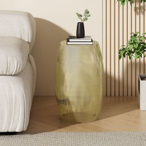 Table d'appoint en métal doré de luxe avec plateau rond en verre et base en fer artistique pour une décoration intérieure élégante - Product Image 5