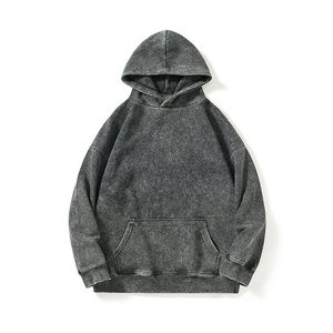 Nueva Sudadera con Capucha Holgada Estilo Urbano, 100% Algodón, Forrada, con Cremallera, Personalizada, Vintage, Lavado Ácido, Efecto Desgastado por el Sol, con Pedrería, Antiencogimiento, para Invierno - Product Image 4