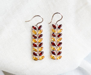 Pendientes de Hoja con Piedras Preciosas Alternadas de Súper Calidad, con Metal Plateado 925, Pendientes de Moda para Mujer - Product Image 1