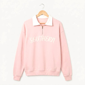 <b>Women</b> Yellow <b>Quarter</b> <b>Zip</b> Fleece <b>Sweatshirt</b> Turn Down Collar Regular Sleeve Casual Autumn Wear Front Logo Warm Comfortable - Product Image 4