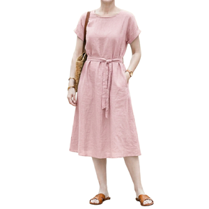 Robes décontractées en lin blanc pour femmes, style vintage, été, mode musulmane, coupe ample - Product Image 4