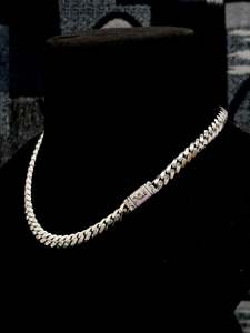8mm Custom <b>Name</b> Cuban <b>Chain</b> 925 Silver Lab Grown Diamond Iced Out Lock Box Necklace VVS Pass Diamond 3.5ctw Personalized 64g - Product Image 4