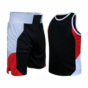 Conjunto de Uniforme de Boxeo para Hombre, Negro, Rojo y Blanco, Ropa de Entrenamiento Elástica y Transpirable, Pantalones Cortos y Camiseta sin Mangas de Poliéster para Adultos - Product Image 1