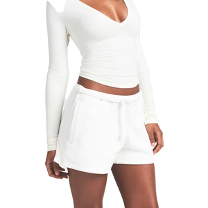 Conjunto Premium de Sudadera con Capucha y Pantalones Cortos de Felpa de Algodón para Mujer, Conjunto de 2 Piezas, Conjunto Holgado para Descansar, Chándal con Efecto Lavado Mármol, OEM, Marca Privada - Product Image 4