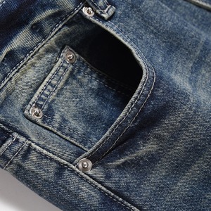 Nuevos Pantalones Anchos de Mezclilla Casuales para Hombre, Cintura Media, Color Sólido, 100% Algodón, Lavado, con Logotipo Frontal - Product Image 6