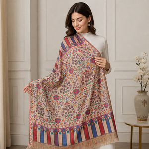 Luxurious Soft and Warm Winter Long Pure Pashmina <b>Shawl</b> Hand Needle Work Embroidery Traditional Kashmiri Style Knitted <b>Wrap</b> - Product Image 4