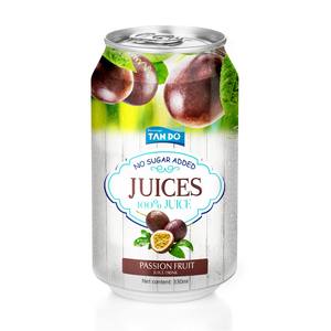 Boisson Tropi Juice 330ml en canette aluminium courte, 100% purée de fruits, faible en gras, fraîchement pressée, aromatisée, stérilisée, pastèque et fruit de la passion - Product Image 4