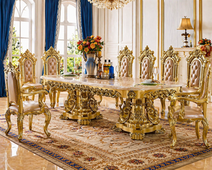Imperial Style Black Gold Theme Dining Room Set Buy 10-Seater Dining <b>Table</b> Chair Suite Durable Dining Room Furniture For Villas - Product Image 6
