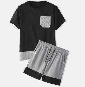 Conjunto Deportivo de Verano para Hombre, Transpirable, Informal, de Dos Piezas, para Gimnasio, Venta al Por Mayor, Camiseta de Manga Corta y Pantalones - Product Image 3