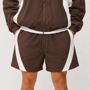 Conjunto de cortavientos con capucha y bloques de color para hombre, chaqueta ligera con cremallera y pantalones cortos a juego, ropa deportiva informal para correr y actividades al aire libre para hombre - Product Image 6