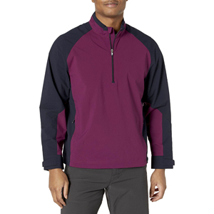 Veste de randonnée d'hiver pour homme, doublure softshell, couleur marine et violet contrasté, col rond, manches raglan, coupe classique, coupe régulière, coupe-vent, résistante à l'eau - Product Image 1