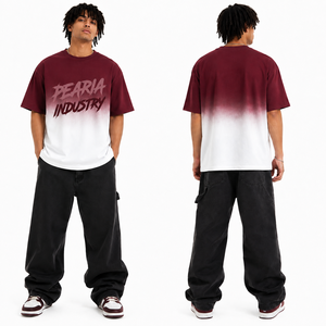 T-shirt Homme Oversize 100% Coton Lourd Lavé Tricoté Col Rond Manches Courtes Streetwear Impression Numérique Unie - Product Image 2