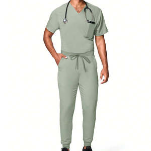 Custom Logo Solid Color Rayon Canvas Hospital <b>Scrubs</b> Uniforms with Needle Detection Nursing <b>Scrub</b> <b>Suit</b> for Unisex - Product Image 3