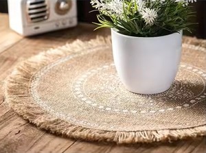 Sous-verre en jute fait main avec logo personnalisé, écologique, tressé, protection de table, OEM ODM, approvisionnement en gros - Product Image 6