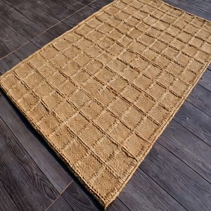 Tapis en jute blanc naturel tissé à la main, couleur unie, style moderne farmhouse, extra épais, adapté aux animaux domestiques, antidérapant, pour salon et chambre à coucher - Product Image 3