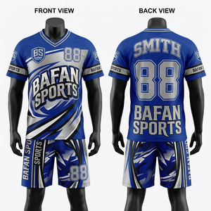 Premium 190 GSM Breathable Polyester Football Jersey Short Set Blue Green <b>Heat</b> Print for men's set - Product Image 5