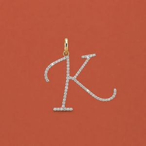 Colgante de Plata de Ley 925 con Letra Inicial K y Diamantes Moissanite, Regalos de Joyería para Hombres y Mujeres - Product Image 1