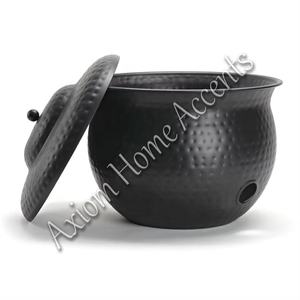 Axiom Home Accents Hand Embossed Metal <b>Garden</b> <b>Hose</b> Pot with Lid Decorative and Functional for Outdoor Spaces - Product Image 2