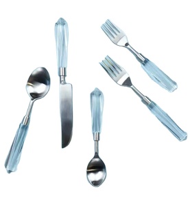Premium High Quality Sustainable Gold Stainless Steel Trendy Flatware Set <b>Plastic</b> Handle <b>Mirror</b> Polish Spoon Fork Wedding - Product Image 6