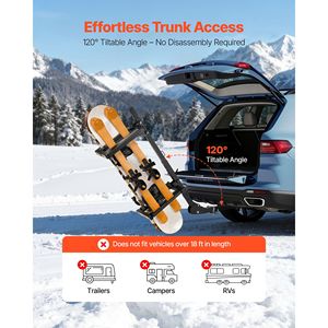 Portasci e Portasnowboard da Gancio Traino per Ricevitore da 2 Pollici, Capacità 6 Paia Sci e 4 Snowboard, Regolabile - Product Image 4