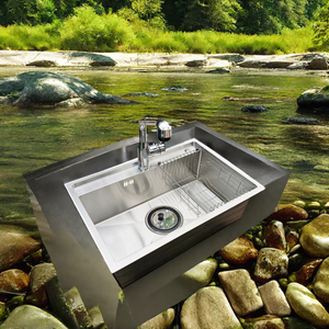 Venta directa de fábrica-Fregadero de cocina de un solo tazón PN 7650 Nuevo diseño rectangular Hecho a mano en Vietnam Muy buen acero inoxidable de un agujero - Product Image 4