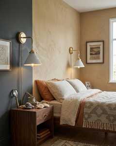 Vintage Pleated Nordic Ceramic Glass <b>Wall</b> Lamp <b>with</b> Copper Finish Decorative Bedside Reading <b>Light</b> for Bedroom Living Room Hotel - Product Image 2