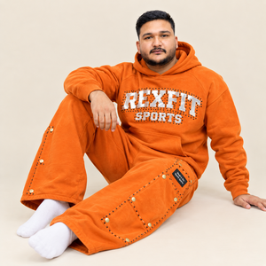 Conjunto de Sudadera con Capucha Naranja para Hombre, Estilo Casual, Deportivo, con Bolsillos, para Otoño - Product Image 3