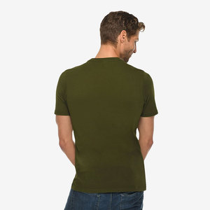 T-shirt classique bio en coton marron cannelle uni à manches courtes pour homme - Product Image 5