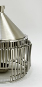 Modern Silver Stainless Steel Tagine <b>Food</b> <b>Warmer</b> Conical Lid Chafing Dish <b>Candle</b> Heated Buffet Server Moroccan Style Serving Pot - Product Image 6