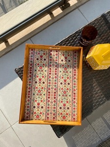 Superb Quality Acacia Wood <b>Square</b> Tray Large Bamboo Design Clear Polish Home <b>Kitchen</b> Multipurpose Serving Tray Newest Design - Product Image 3
