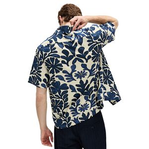 Men’s Pure Cotton Floral Print Short Sleeve Casual Shirt Lightweight Breathable Summer Beach Vacation Button <b>Down</b> Top - Product Image 3