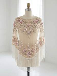 Chal de lentejuelas y cuentas transparente vintage con hombros descubiertos para mujer - Cubrevestido nupcial/de noche - Proveedor mayorista - Product Image 3