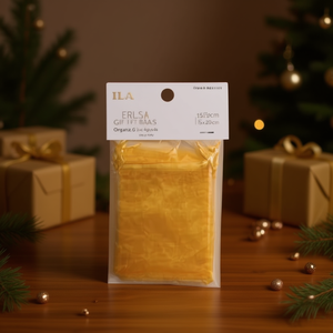 Set di 4 Sacchetti Regalo in Organza Ilan 15x20cm Oro - Product Image 2