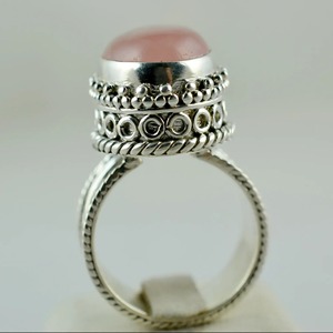 Rose <b>Quartz</b> Oval <b>Ring</b> 925 Sterling Silver Handmade Promise <b>Ring</b> for Women Jewelry gift for her bezel setting January Birthstone - Product Image 4