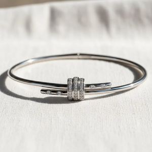 14K 18K <b>Solid</b> <b>Gold</b> Knot <b>Bangle</b> Bracelet for Women Round Cut Lab Grown Diamond Bracelet <b>Gold</b> <b>Bangle</b> Bracelet Gift For Her - Product Image 5