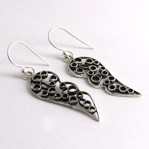 Boucles d'oreilles fascinantes en argent sterling 925, forme de feuille, oxydées, argent 925, fabrication artisanale - Product Image 2