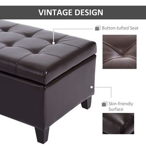 Banc de rangement capitonné en similicuir marron foncé pour salon, chambre et entrée - Product Image 6