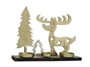 Elegant Handmade <b>Christmas</b> <b>Candle</b> Stand Aluminium Stars <b>Tree</b> Reindeer Round Shape Digital Printing Festive Holiday Tabletop - Product Image 2