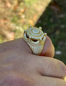 Mens Hip Hop Ring Moissanite King <b>Crown</b> 14k Gold Plated 925 Sterling <b>Silver</b> Bling Jewelry Luxury Design Premium 2.90CT VVS - Product Image 5