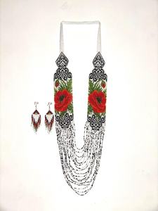 Conjunto de Collar de Cuentas Florales Hecho a Mano con Flecos Estilo Boho, Joyería de Destaque - Product Image 2