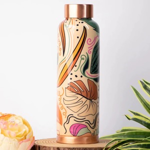 High End Quality Copper <b>Water</b> <b>Bottle</b> with Hammered Pattern Portable Travel Drinkware Traditional Design Lids Included - Product Image 4