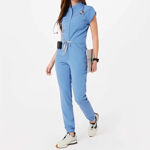 One Piece Nursing Jumpsuit <b>Scrubs</b> Set <b>Plus</b> <b>Size</b> Hospital Security Uniform Woven Fabric OEM custom logo design - Product Image 2