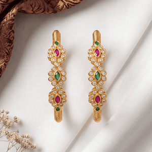 ชุดกำไลข้อมือทองคำแบบอินเดียโบราณประดับด้วยพลอยทับทิม มรกต และเพชร CZ สีขาว สำหรับงานแต่งงาน - Product Image 1